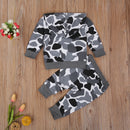 Gray Camouflage Hoodie and Pants Set