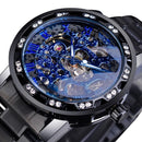 Retro lichtgevend skelet mechanisch horloge