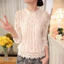 Lange Mouwen Chiffon Kant Gehaakte Topjes