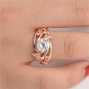Hollow Rock Crystal Butterfly Flower Ring