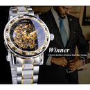 Retro lichtgevend skelet mechanisch horloge