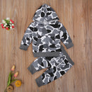 Gray Camouflage Hoodie and Pants Set