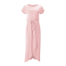 Korte Mouw Ronde Hals Maxi Jurk