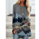 Plus Size Mountain Printed Sweatshirts