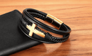 Faith Leather Cross Bracelet