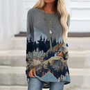 Plus Size Mountain Printed Sweatshirts