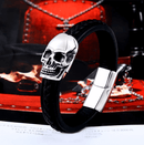 Steel Punk Skull Leather Bracelet